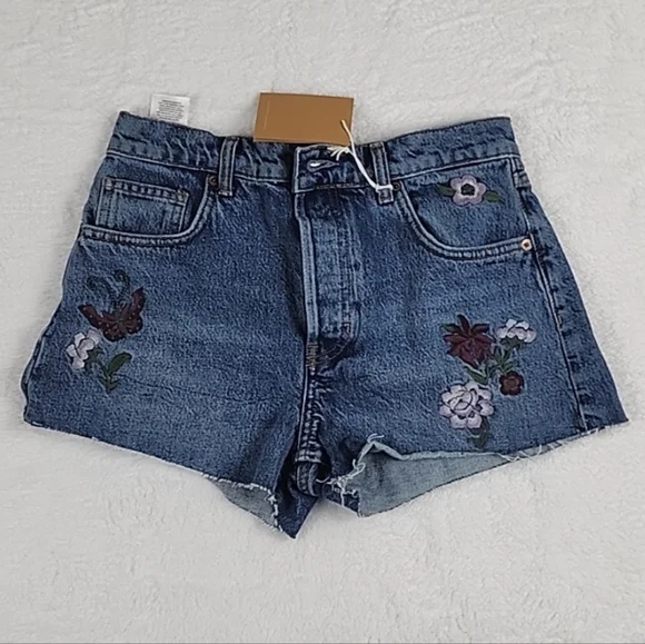 Reformation Jeans Charlie High Rise Embroidered Jean Shorts New With Tags - Picture 4 of 16